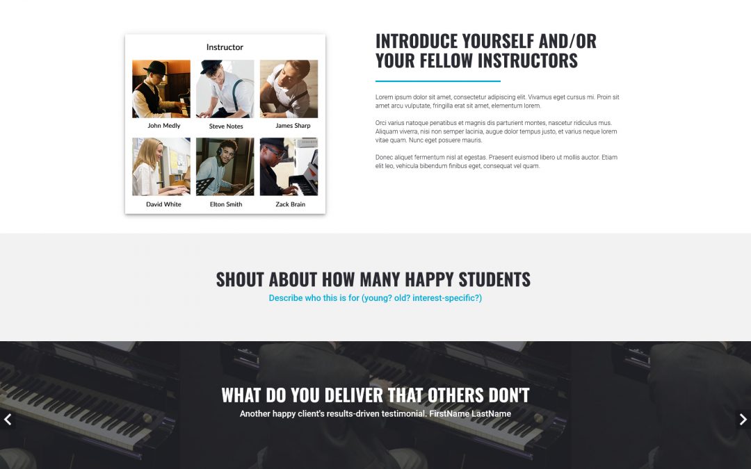 Music Lessons Opt-in page